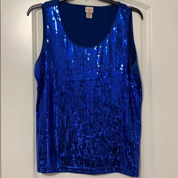 blue sequin tank top